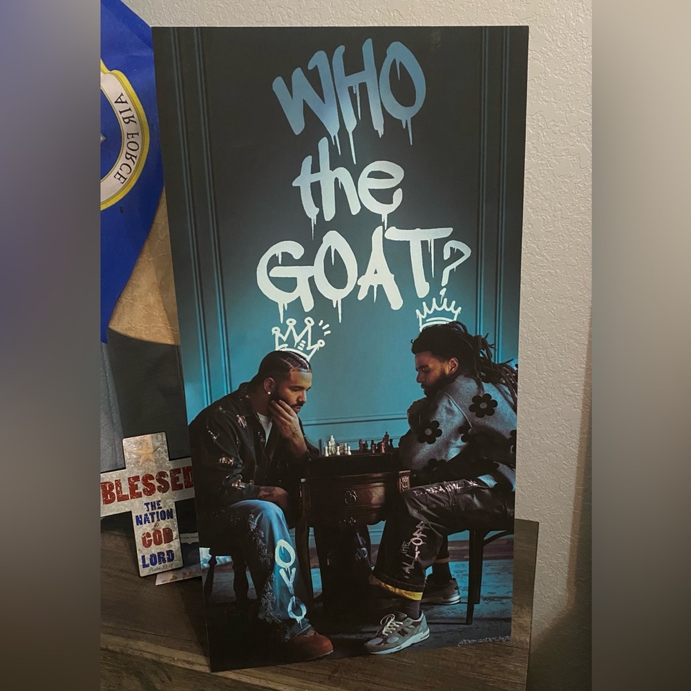 Drake and J. Cole, Who The Goat? Poster 27 1/2 x 14 inch with foam core back